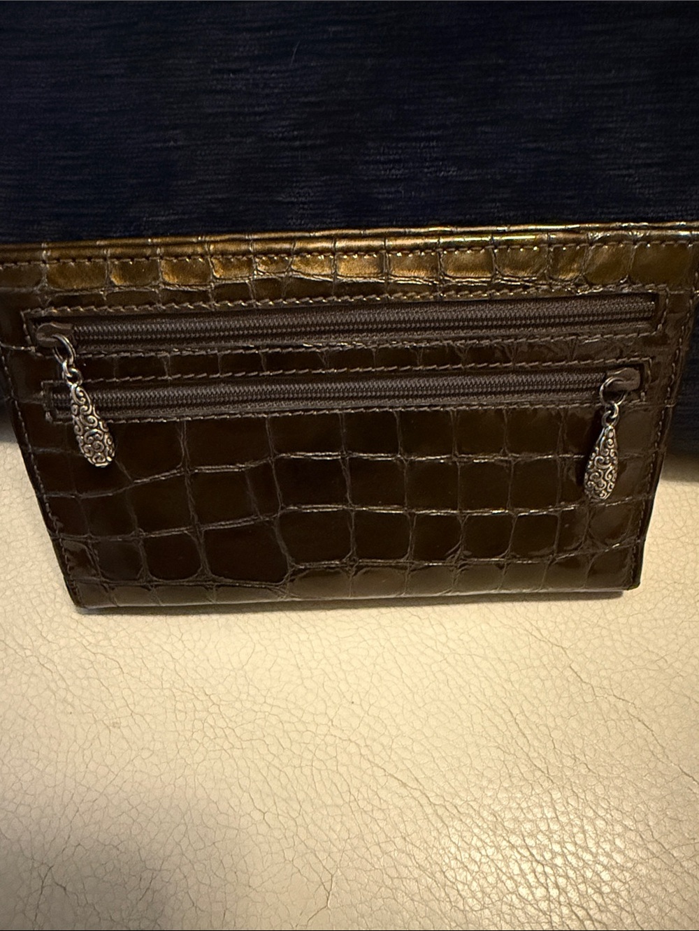 Brighton Jetson Folio Croc-Embossed Wallet with Silver Accent - Picture 3 of 9